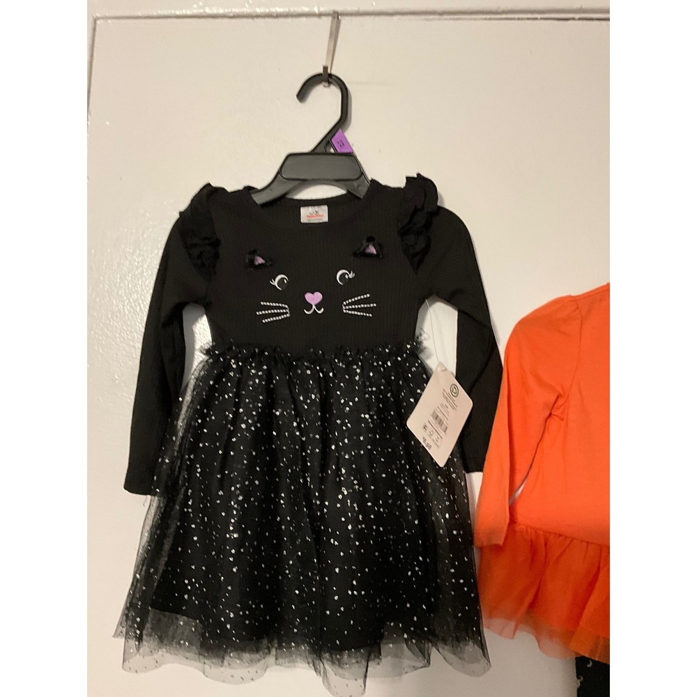 NWT Baby Girl Halloween Outfit Lot 12M Black Cat Tutu Dress & Carters 2pc Set - Picture 2 of 6